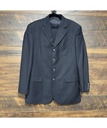 Vanetti Le Collezioni 40R 4 Button Dark BLUE Plaid 3pc Suit 32X 29 Pleated - $586.54 MXN