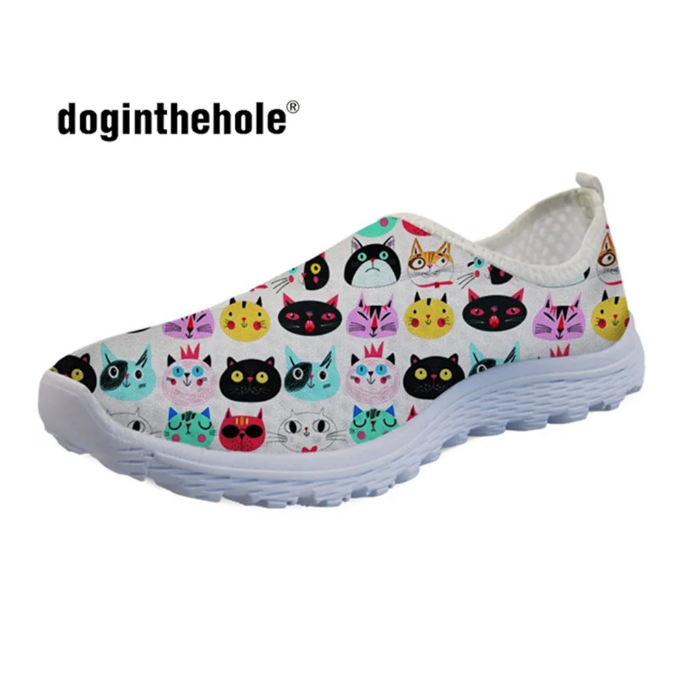 D cute cat puzzle pattern summer light mesh sneakers for woman spring flats girls shoes thumb200