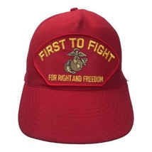 Vintage 90s Marines First To FIght For Right and Freedom Snapback Hat Ca... - $18.46