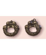 Wreath Silver Colored Miniature Pendant Charm Set Of 2  - $4.87