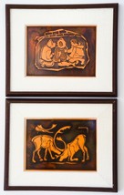 Pair 2 Vintage Priddat&#39;s Studio Art Inuit Eskimo Copper Acid Etched Wall... - £79.11 GBP