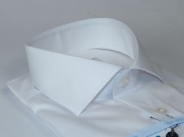 Men 100% Italian Cotton Shirt No Iron SORRENTO Slim Fit Spread Collar 2740 White image 4