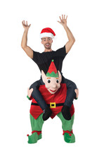 CHRISTMAS ELF CARRY ME HOLIDAY COSTUME ADULT MENS Funny Green One Size F... - £45.41 GBP