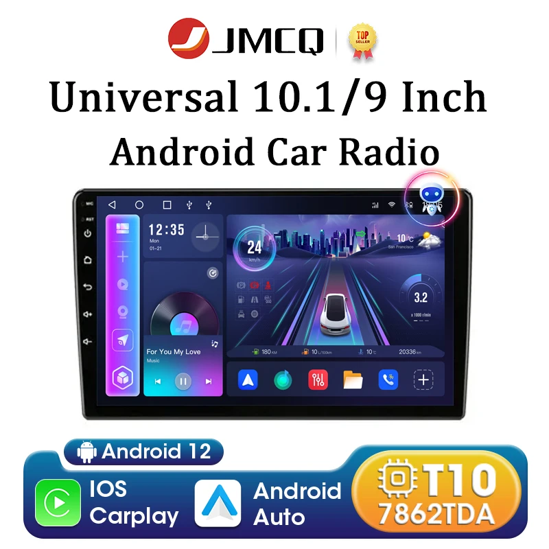 JMCQ 2 din Android 12 Car Radio Multimedia Video Player Navigation GPS 9/10 inch - £73.51 GBP+