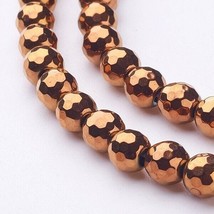 10 Copper Hematite Beads 8mm Faceted Round Faceted Jewelry Making - £3.16 GBP
