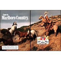 1986 Marlboro Cigarettes 2 Page Vintage Print Ad Cowboys Wild Horses Wal... - $10.97