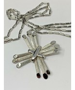 Crown Trifari Crucifix Cross Silver Tone Mid Century Pendant Necklace Ma... - £24.23 GBP