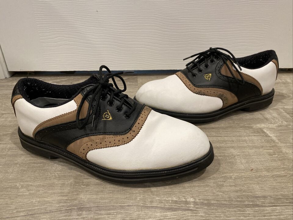 Primary image for Dunlop Golf Leather Saddle Shoes w/ Gold Logo M4200C Men Size 8 CLEAN!