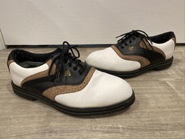 Dunlop Golf Leather Saddle Shoes w/ Gold Logo M4200C Men Size 8 CLEAN! - £17.17 GBP
