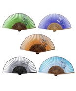 SILK CHERRY BLOSSOM HAND FAN 8&quot; Sakura Multi Color Folding Pocket Purse ... - $151.10 MXN