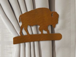 Lodge Theme Buffalo Drapery Holdback in Black Rust or Unpainted - $39.00