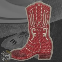 Cowboy Boot in Pink Iron On Patch Applique Embellishment - $3.20