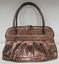 NANCY GONZALEZ Crocodile Ruched Double Zip Satchel in Copper - NWT - $3250+ - $695.99