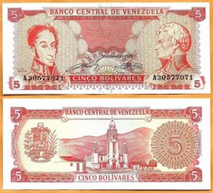 VENEZUELA 1989 UNC 5 Bolivares Banknote Paper Money Bill P- 70b - £0.98 GBP