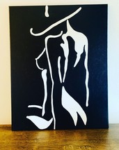 Hand painted art canvas 16”X20” SEXY WOMAN ”Acrylic painting Black &amp; white - £39.56 GBP