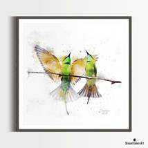 Premium Art Print Green Bee-eater Couple in Watercolors, by Dreamframer Art - £35.13 GBP+