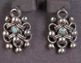 Vintage Modernist articulated sterling/turquoise earrings - £78.75 GBP