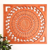 Hand Carved Wooden Wall Art - Large Decorative Mandala Rustic Copper Headboard S - £339.64 GBP