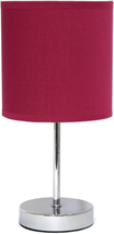 Simple Designs LT2007-WNE Chrome Mini Basic Table Stick Lamp with Fabric Shade,  - £35.60 GBP