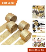 Elegantly Crafted Gold Crepe Paper Streamers - 4 Rolls, 328ft Total for ... - $11.83