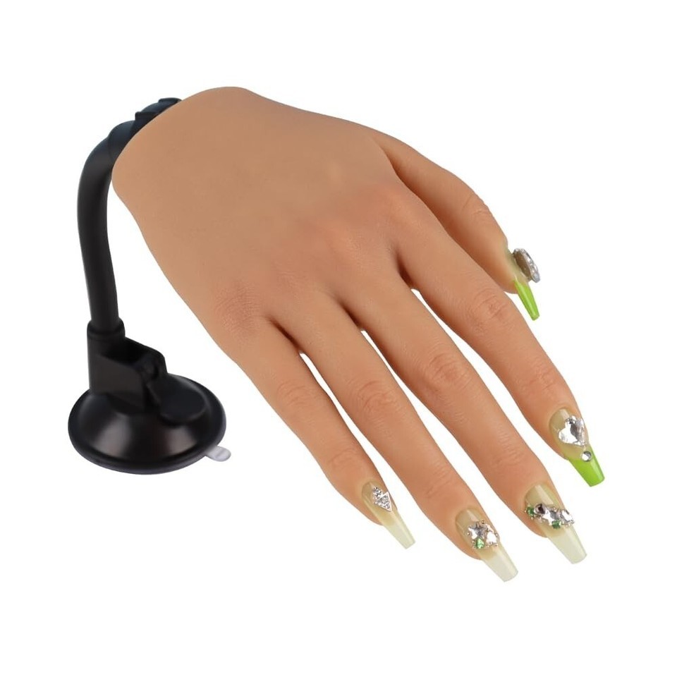Realistic Silicone Practice Hand for Acrylic Nails with Stand - Bendable Fingers Item image 3