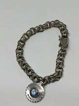 Vintage Elco Sterling Silver 925 Charm Bracelet with Aquamarine March Charm - £78.09 GBP