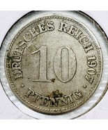 1907 D German Empire 10 Pfennig Coin - $8.90