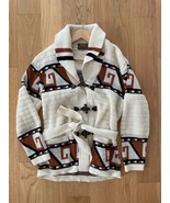 VTG Tundra 100% Wool Cowichan Aztec Tribal Cardigan XL Sweater Waist Tie... - £140.79 GBP