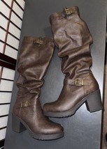 DREAM PAIRS Women Faux Fur Knee High 3.5” Chunky Heel Zip Winter Riding Boots - £6.57 GBP