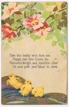 Postcard Baby Chicks &amp; Flowers Happy May Your Easter Be - $2.96