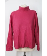 LL Bean XL Red Pink Stripe Cotton Long Sleeve Turtleneck Top - £18.01 GBP
