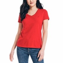 Nautica Ladies&#39; Size Medium Short Sleeve V-Neck T-Shirt, Red  - £13.54 GBP