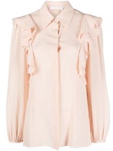 Chloe Blouse Top Ruffled 100% Silk Pansy Pink Size 6 - £452.68 GBP