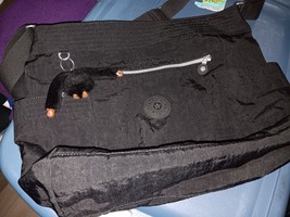 KIPLING Large Tote Crossbody Strap Bag Zip Top Black Nylon &quot;Davina&quot; Gorilla - $46.46