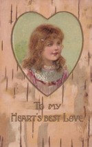 To My Heart&#39;s Best Love Beautiful Girl UDB Postcard C44 - $2.99