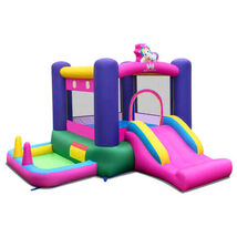 Inflatable Bounce House with Slide Splash Pool and Ring Tossing Games wi... - $192.17