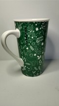 Starbucks Coffee Mug Cup Handle Holiday Christmas Forest Tall 16 oz Gree... - £7.37 GBP