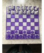 Chess Set | Purple | White | Resin Chess Set| Board Game | Checkers - $75.00