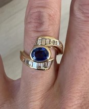 2.50Ct Oval Cut Simulated Blue Sapphire Engagement Ring 14K Yellow Gold Plated - $159.99