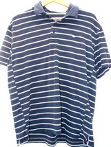 Vintage Nike Athletic Dept Polo Golf Shirt Men&#39;s XXL 2XL Navy Blue Strip... - £19.46 GBP