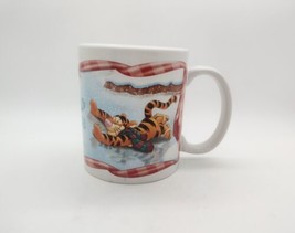 Vintage Houston Harvest Eeyore Tigger Pooh Ceramic Coffee Mug Winter Skating  - £7.46 GBP