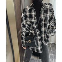 2022 Woman Za Oem Plaid Tweed Oversize Heavy Blouses Shirts Cardigans Jackets Cl - £135.81 GBP