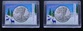 2 American Silver Eagle Frosty Case Snaplock Coin Holder 2X3 Holiday Chr... - $9.95