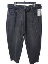 NEW Lauren Ralph Lauren Barrel Empire Black Wash Tie Waist Denim Jeans S... - $60.13