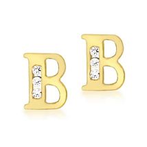 Carissima Gold 9 ct Yellow Gold with Cubic Zirconia B Initial Stud Earri... - $221.00
