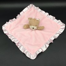 Kidgets Baby Lovey Bear Security Blanket Pink Rattle Satin Ruffle Trim - $9.99