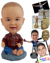 Personalized Bobblehead Dashing kid waring a nic button-down shirt and jeans - P - £71.14 GBP