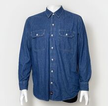 Dickies Denim Long Sleeve Shirt Mens Size L Blue 100% Cotton Button Up W... - $19.20
