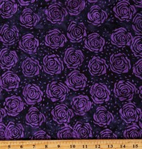 Cotton Batik Roses Flowers Floral Eggplant Purple Fabric Print by Yard D... - £11.90 GBP