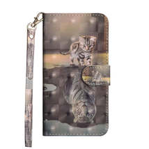 Anymob iPhone Case Brown Cat Flip Leather 3D Panda Painted Wallet Back Cover - £21.27 GBP